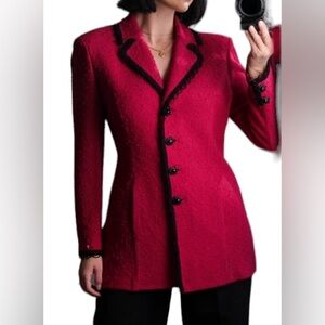 St. John Fuchsia Blazer with Black Trim